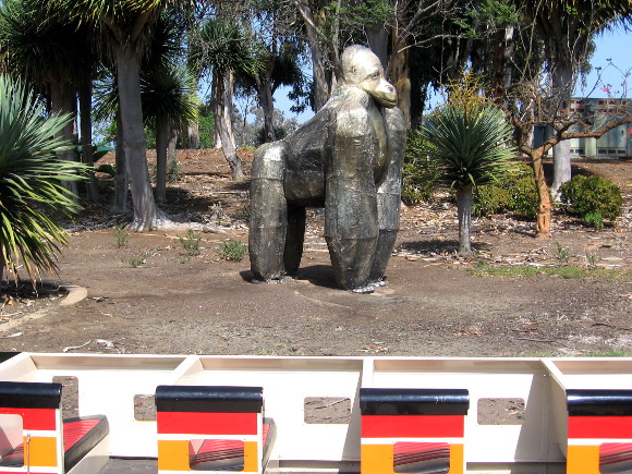 I wonder if this huge gorilla escaped from the nearby San Diego Zoo.