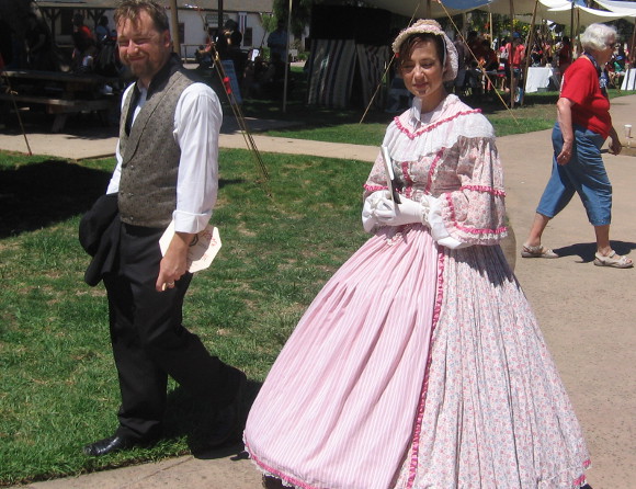 Costumed participants were roaming about the central plaza of historic Old Town.