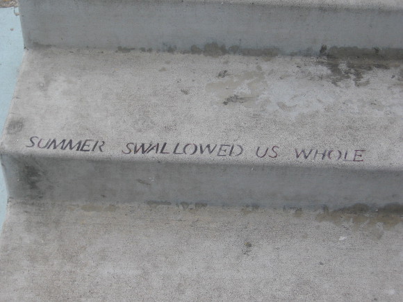 Summer swallowed us whole, written randomly on a step.