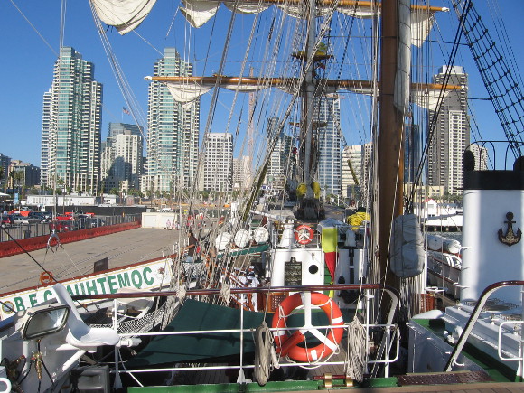 Looking east across the beautiful ship from the upper deck.