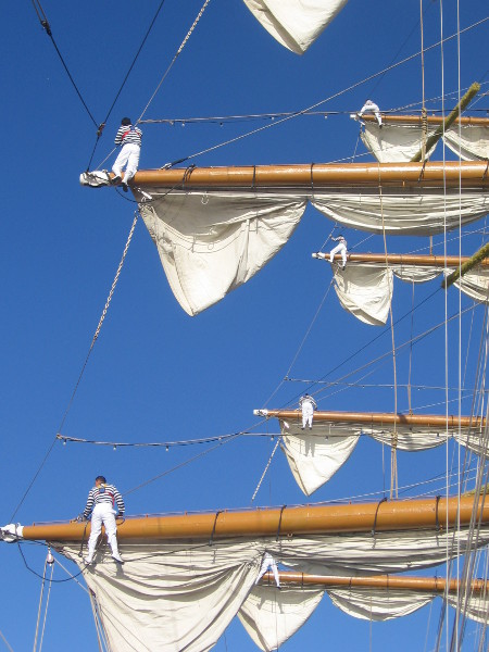 They demonstrate a bit of work with the sails.