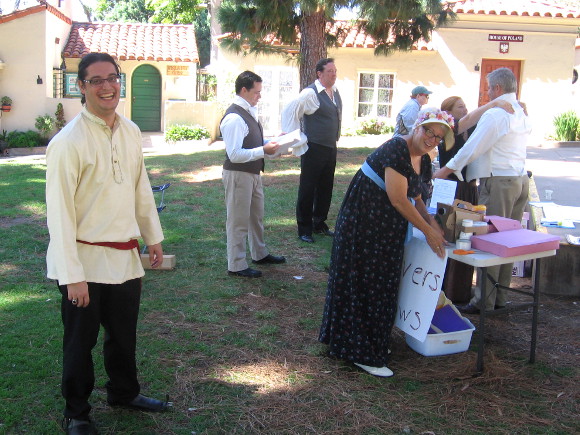 Members of Jane Austen Society in San Diego prepare to perform a play.