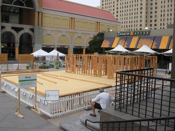 The house is already partially framed and awaits more work later in the morning!