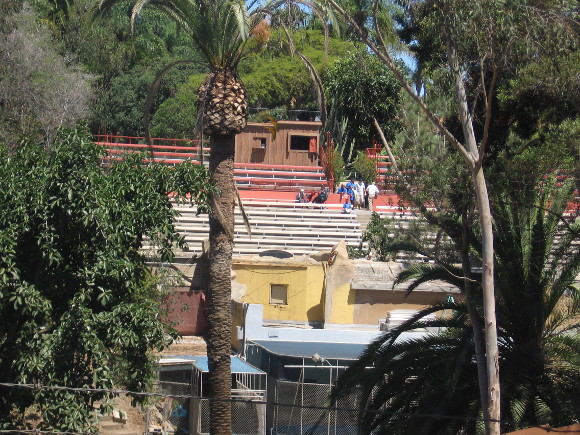 San Diego Zoo amphitheater where squawking birds and other animals perform.