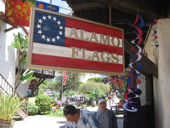 Alamo Flags stands proudly near the center of San Diego's Seaport Village.