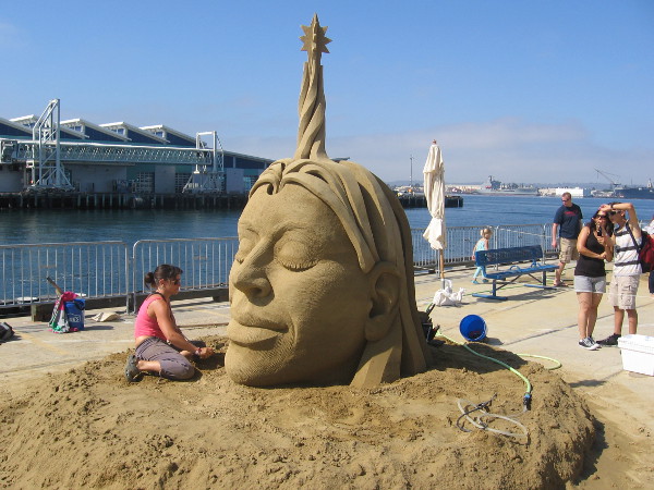 Visible are the Broadway Pier and a few visitors to the US Sand Sculpting Challenge.