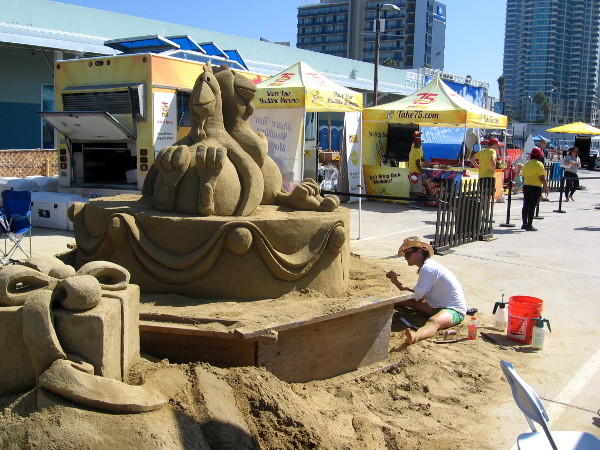 Another sponsor, Foster Farms, had their own very cool sand sculpture!