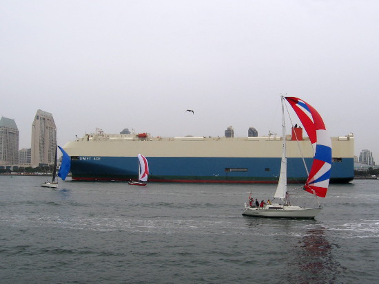 Sailboats, skyscrapers and one super enormous ship!