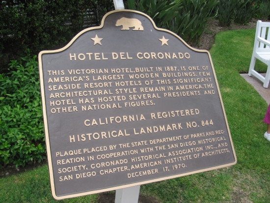 The Hotel del Coronado is a California historical landmark.