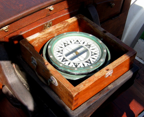 Ship's compass is another typical nautical sight.