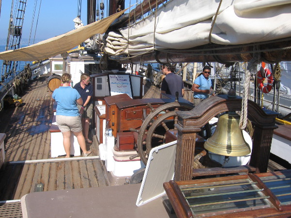 Looking across the picturesque deck of the Spirit of Dana Point.
