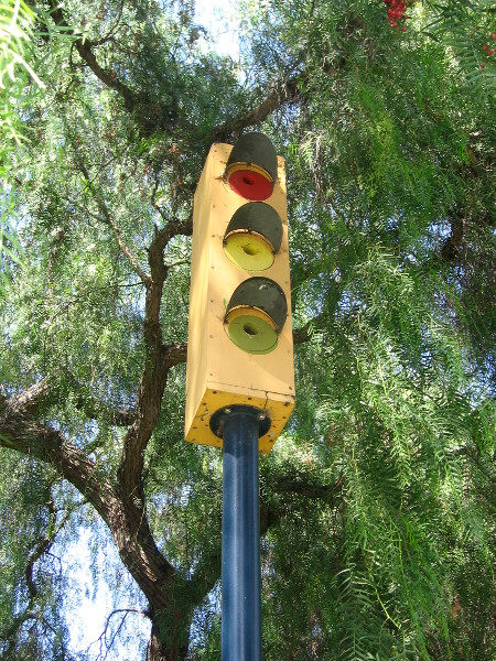 Birds might choose to live in this traffic light.