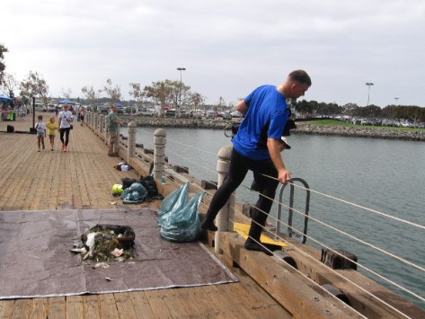 A participant checks out what's going on in the water below.