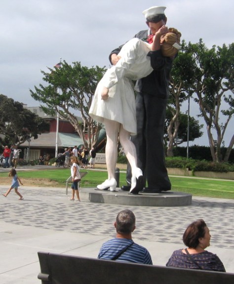 Sitting on nearby bench on a cloudy day.