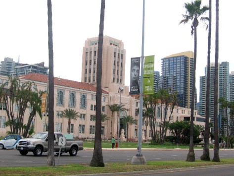 View from the west, across Harbor Drive.