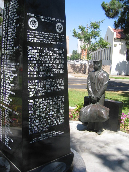 Obelisk of Aircraft Carrier Memorial remembers past ships from history.