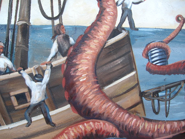 A ship in peril. I guess some sea creatures like their beer in a can.