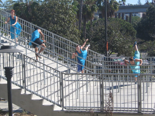 The dancers return to the stairs for a final few moments.
