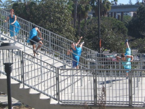 The dancers return to the stairs for a final few moments.