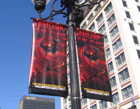 Some spooky Gaslamp Halloween banners spotted in October of 2014.