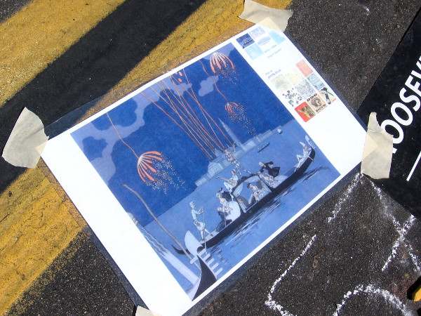 The chalk artists usually use existing artwork as a guide.