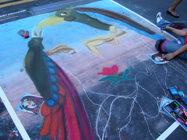 Lincoln Acres Art Program is creating a cool Mona Lisa optical illusion with chalk!