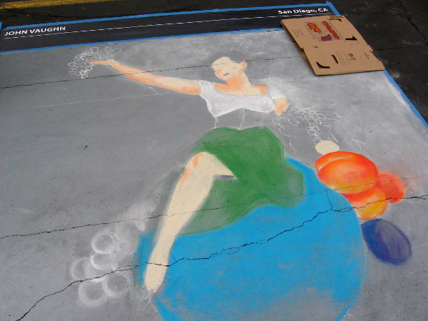 John Vaughn chalk art seems a bit misty and mysterious.