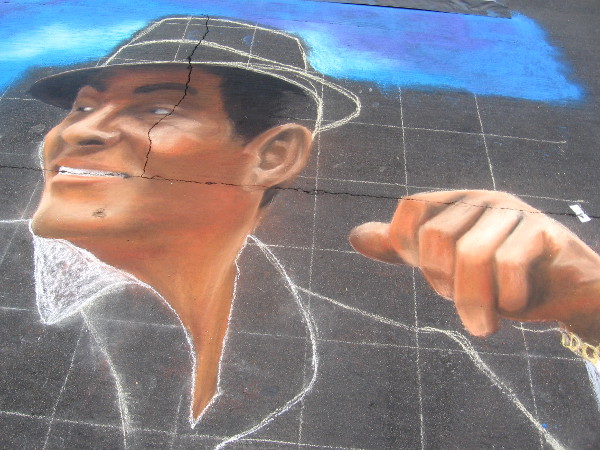 John Vilotti chalk art of a stylish face.