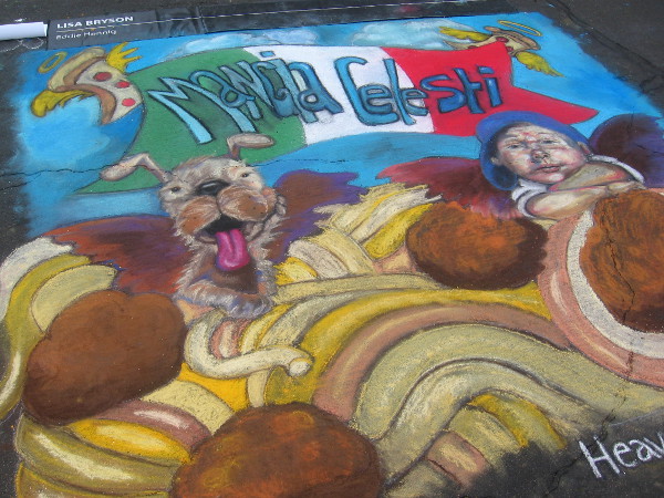 Lisa Bryson chalk artwork is brimming with yummy pasta!