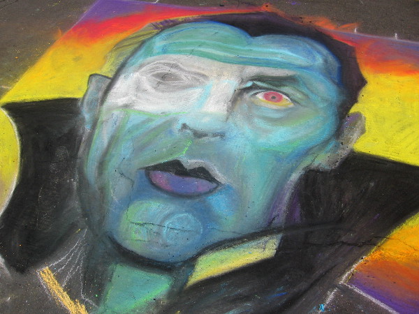 Unknown artist has drawn Dracula using chalk a few weeks before Halloween!