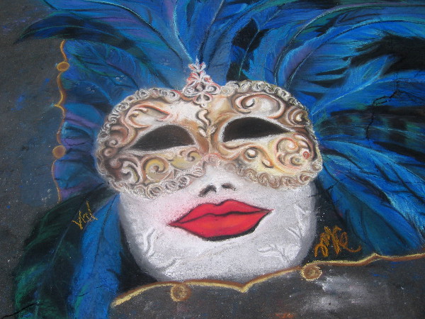Ciao! masquerade chalk art is suitable for the Festa festivities in Little Italy.