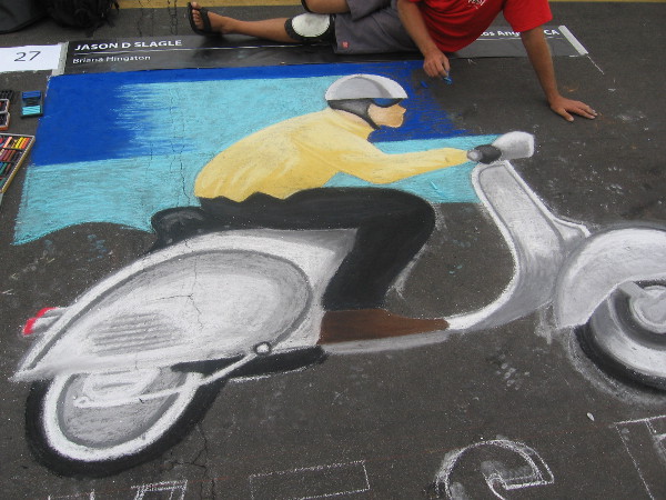 Jason D Slagle chalk art Vespa is definitely very cool!