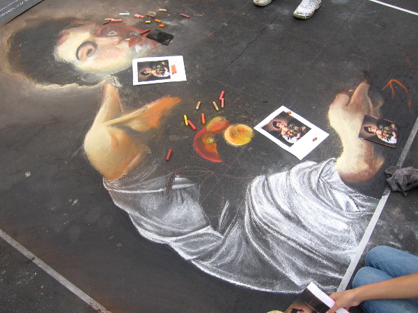 Canyon Crest Academy creating a classical image with chalk.