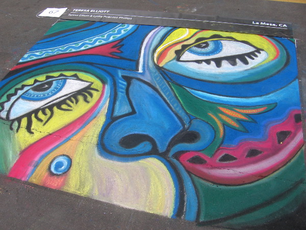 Teresa Elliott abstract eyes and face rendered with Gesso Italiano.