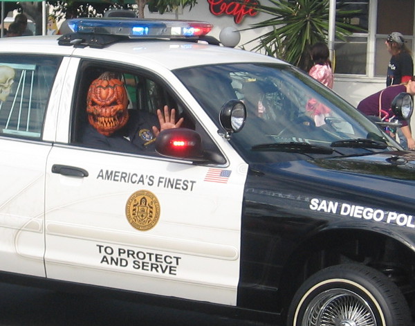 The San Diego Police Department must be hiring guys with evil pumpkin heads!