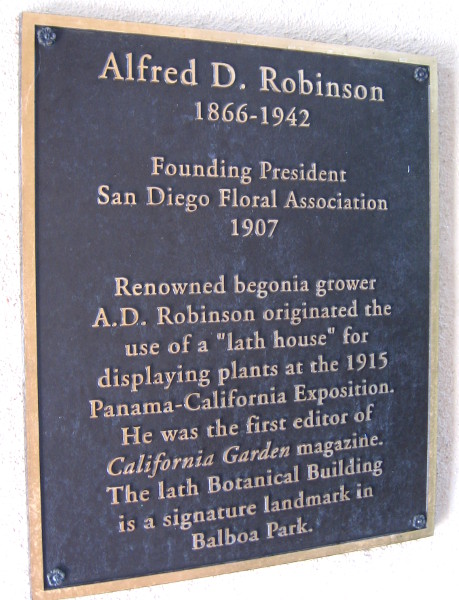 Alfred D. Robinson used the lath house to display plants at 1915 Panama-California Exposition.