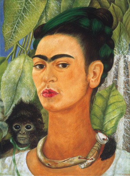 Frida Kahlo, Self-Portrait With Monkey, 1938, courtesy the Albright-Knox Art Gallery.