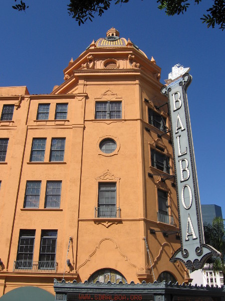Balboa Theatre sign is a landmark in San Diego's Gaslamp.