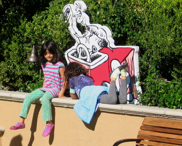 Kids love the Dr. Seuss displays all around the Old Globe plaza area.