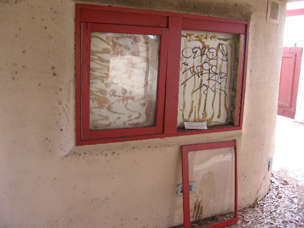 Display glass near entrance which used to show upcoming productions is vacant.