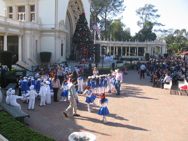 Kids from Colegio Ingles in Tijuana, Mexico perform in the Spreckels Organ Pavilion.