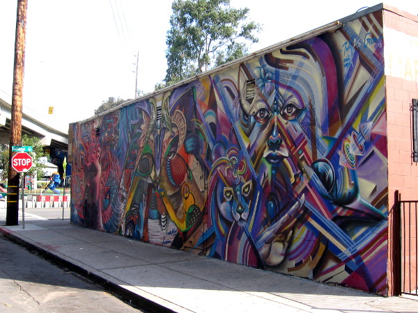 This dazzling urban art is directly across the street from world-famous Chicano Park.