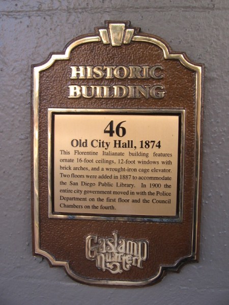 San Diego's historic Old City Hall is an 1874 Florentine Italianate building.