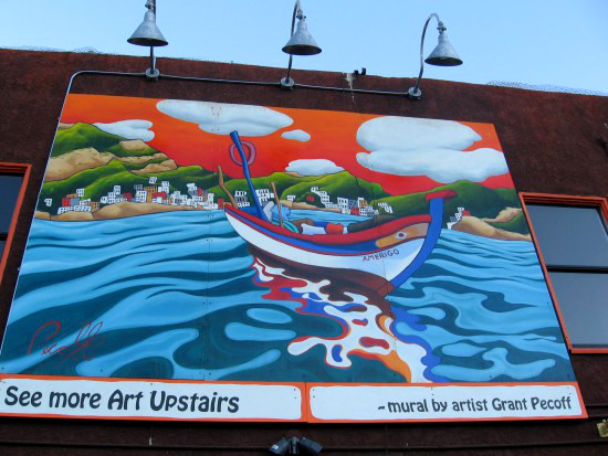 Vivid mural adds zest to an ordinary building on India Street.