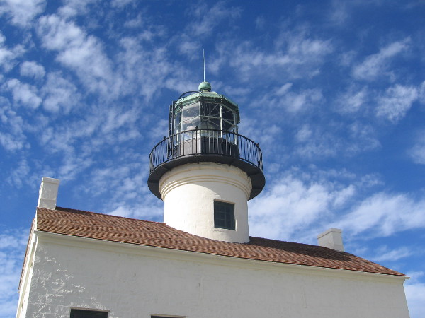 Looking up at the Old Point Loma Lighthouse in Cabrillo National Monument.