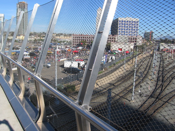 Crossing over Harbor Drive bridge, I heard and spied something big going on!