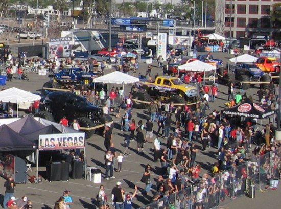 Look at all the monster truck enthusiasts checking out cool stuff.