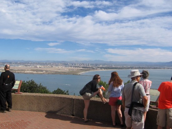 View from Cabrillo National Monument Visitor Center scenic overlook. Downtown San Diego is visible to the east.