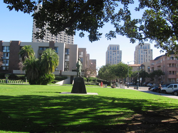 Pantoja Park is a welcome, quiet grassy area in the midst of downtown San Diego's bustle.