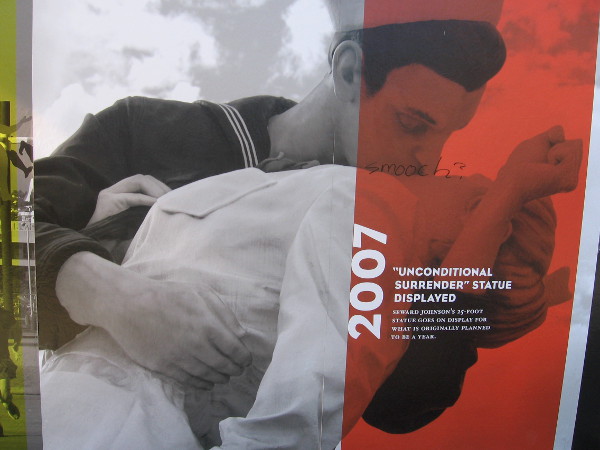 2007: Seward Johnson's Unconditional Surrender statue goes on display near USS Midway.